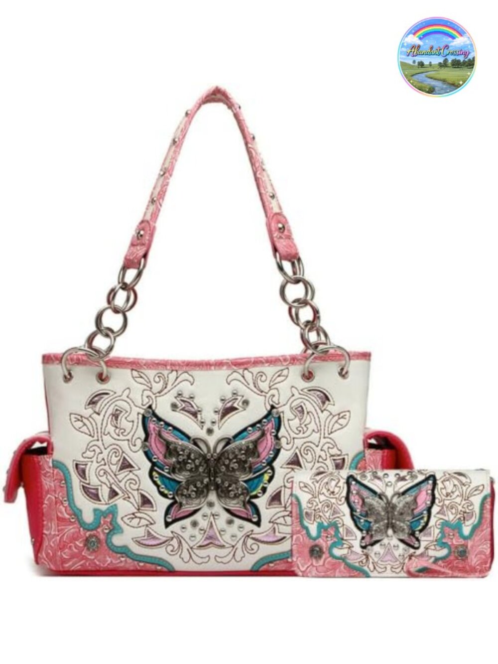 Western Butterfly Shoulder Bag & Wallet Set Satchel Concealed Carry